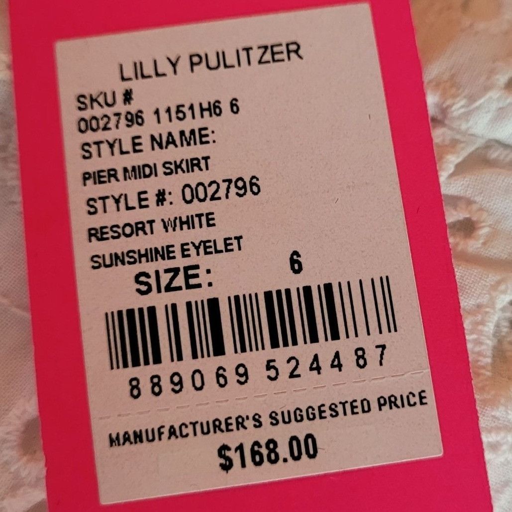 Lilly Pulitzer Lilly Pulitzer Eyelet Lace Midi Skirt Sz 6 White Prairie Pea Size 28" / US 6 / IT 42 - 3 Thumbnail