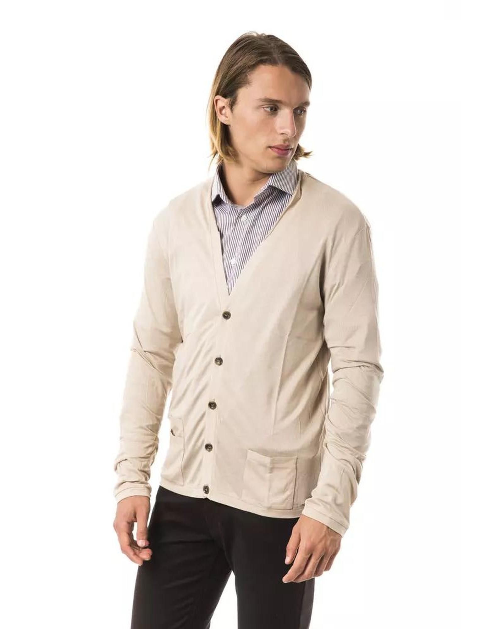 image of Byblos Viscose Cardigan With Front Pockets in Beige, Men's (Size Large)