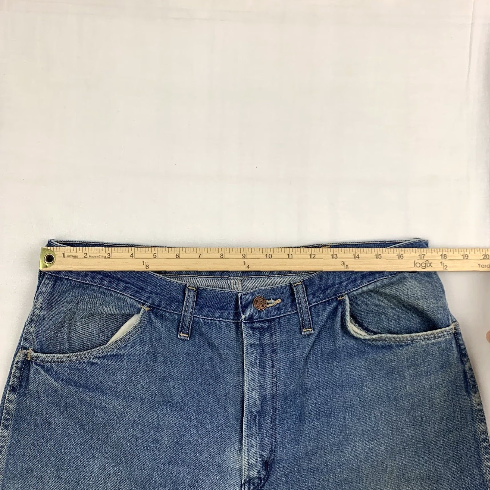 Denime VINTAGE Rustler Jeans Adult 38x32 Blue Denim USA 70s Zipper Straight Mens Size US 38 / EU 54 - 6 Thumbnail