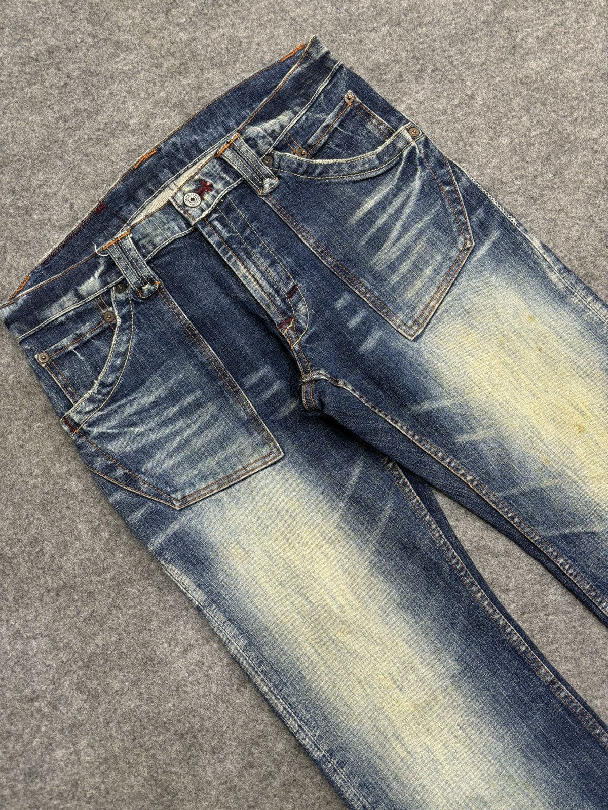 Japanese Brand 💥Super Flare💥Vtg 90s Style Blue Way StoneWash Denim F472 Size US 32 / EU 48 - 12 Thumbnail