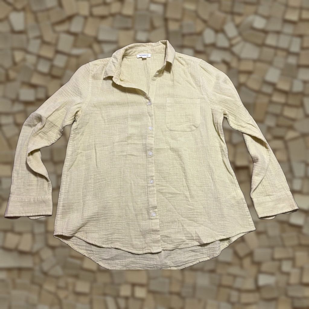 Vintage Beachlunchlounge Shirt Women Large Yellow Button-Up Long Sleeve Size L / US 10 / IT 46 - 1 Thumbnail