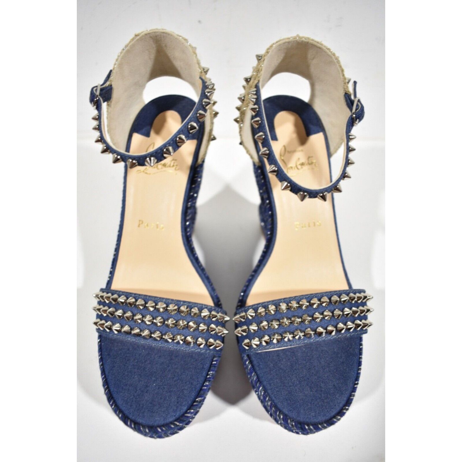 Christian Louboutin Madmonica 120 Blue Denim Platform Wedge Sandal Heel Pump 41 Size US 11 / IT 41 - 7 Thumbnail