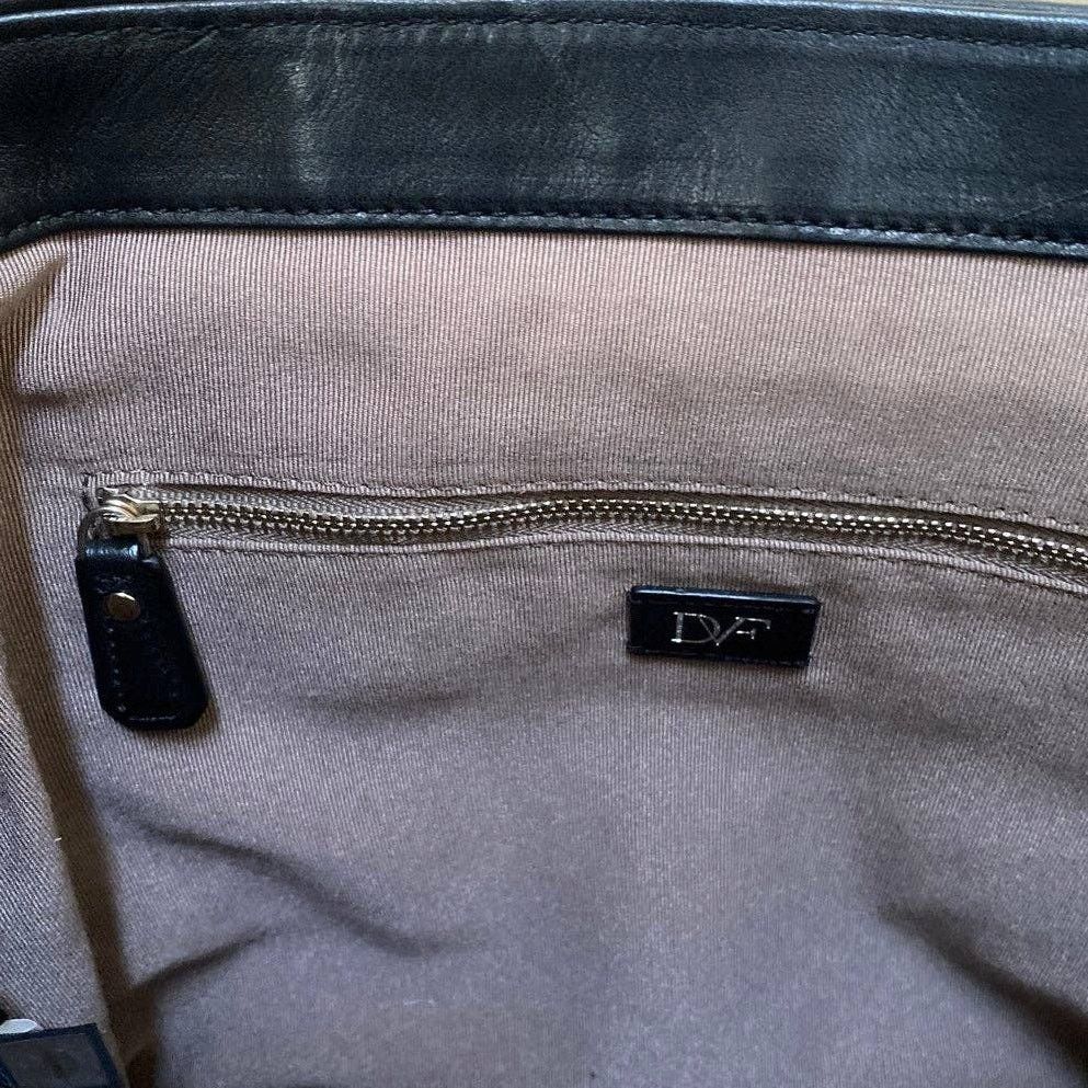 Diane von Furstenberg Diane Von Furstenberg Woven Rattan and Black Leather Satchel Size ONE SIZE - 9 Thumbnail