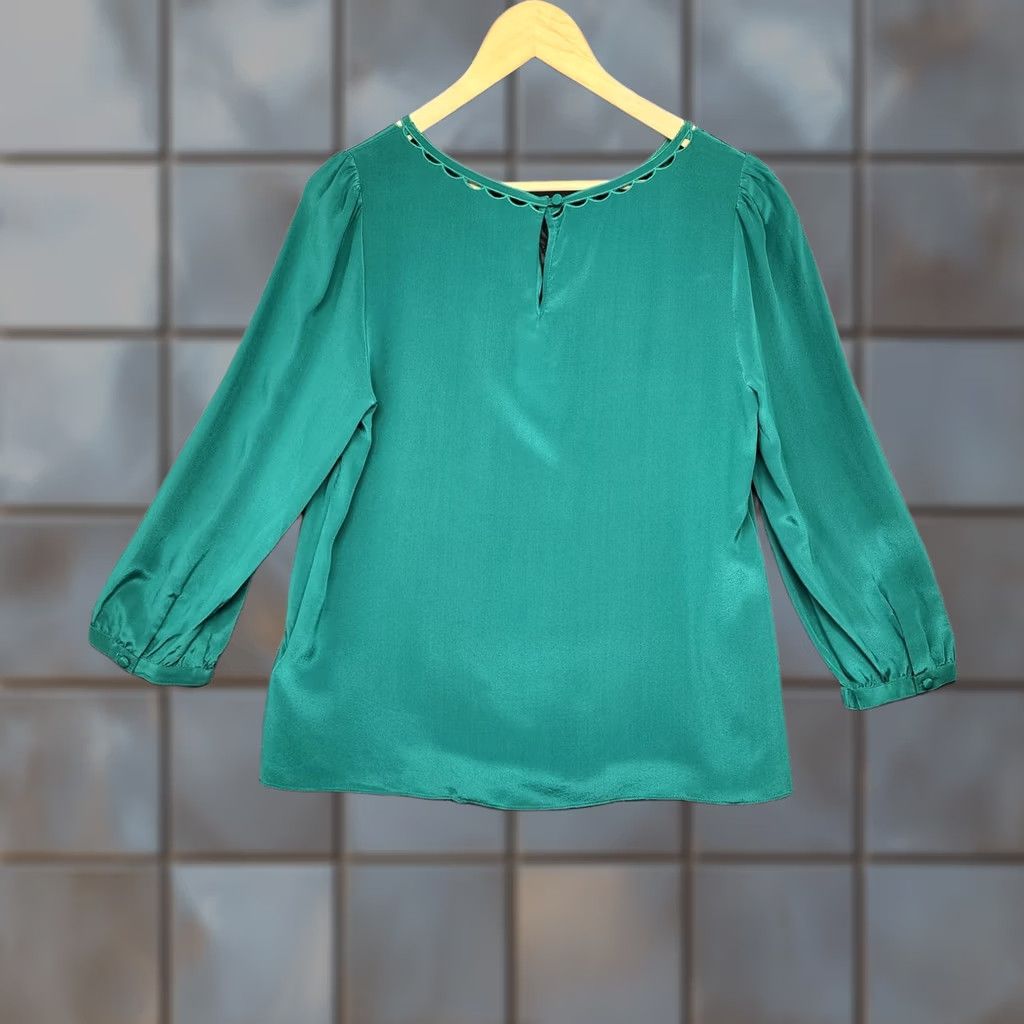 Vintage VINTAGE J Crew Blouse Top Womens 8 Green Silk Blouse Office Career NEW Size M / US 6-8 / IT 42-44 - 1 Thumbnail