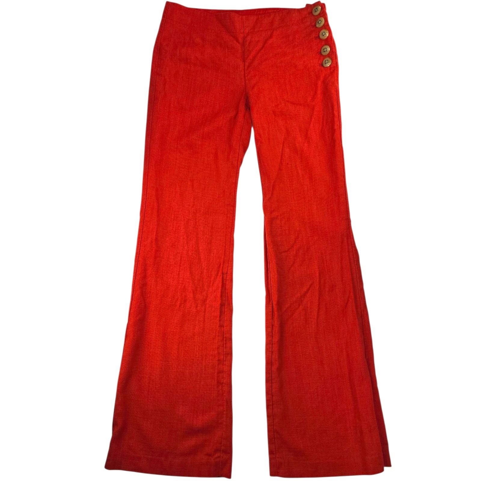 Anthropologie Elevenses by Anthropologie | Red Edisto Linen Blend Pants| 4 Size 27" / US 4 / IT 40 - 2 Thumbnail