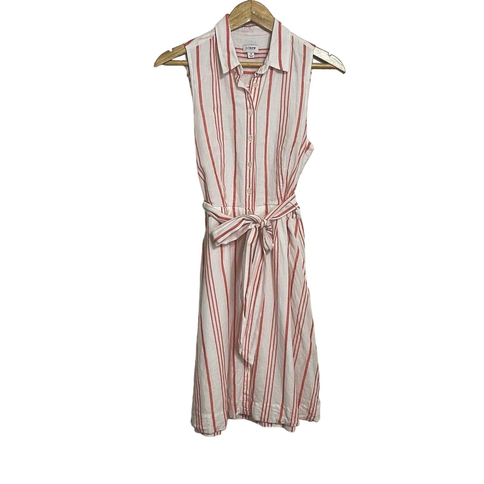 J.Crew J. Crew Linen Candy Stripe Sleeveless Shirt Dress Size S / US 4 / IT 40 - 4 Thumbnail