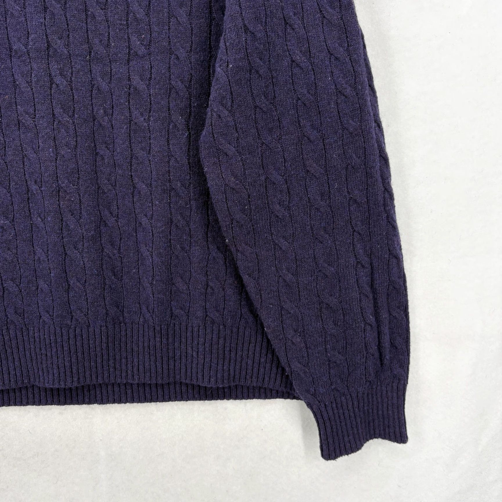 Lands' End Lands' End Sweater Mens Large Blue Merino Wool Blend Cable-Knit Crewneck Pullover Size US L / EU 52-54 / 3 - 3 Thumbnail