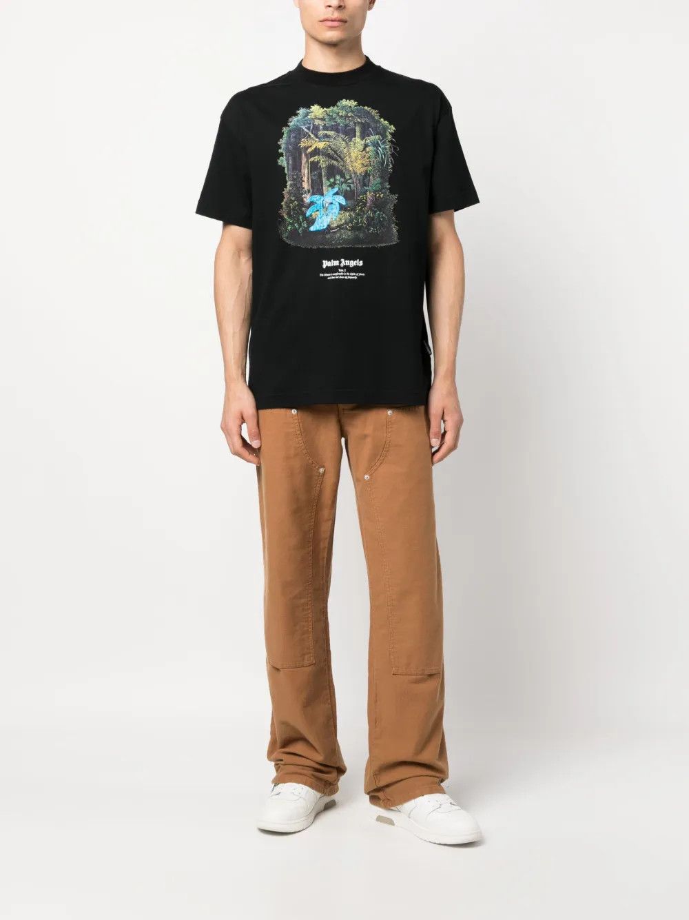 Palm Angels o1y0325 Logo Crewneck T-Shirt in Black Size US S / EU 44-46 / 1 - 5 Thumbnail