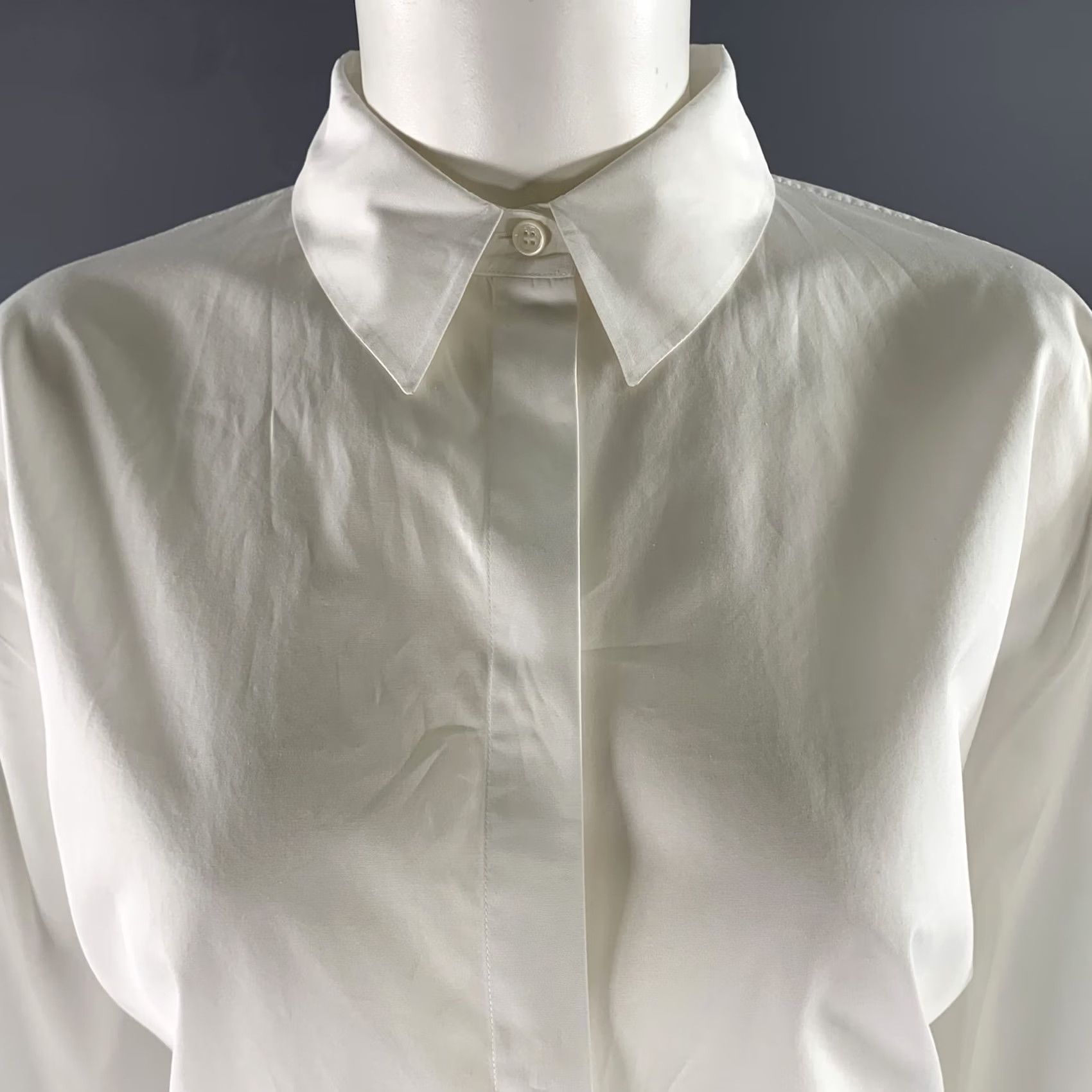Loro Piana VINTAGE LORO PIANA Dress Shirt White Cotton French Cuff 12 Womens Size XL / US 12-14 / IT 48-50 - 2 Thumbnail