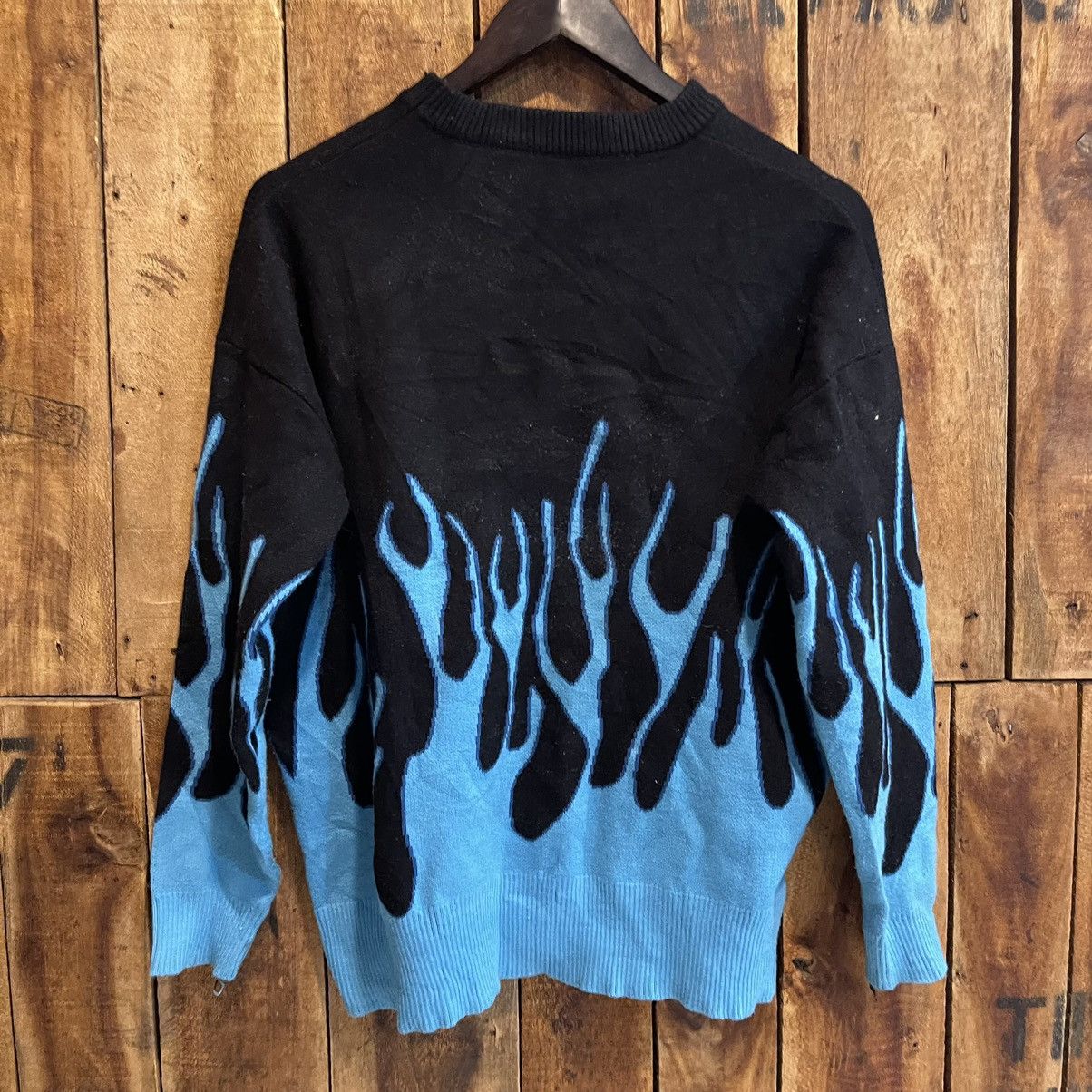 Japanese Brand × Vintage Y2K Blue flames knitwear Size US M / EU 48-50 / 2 - 2 Thumbnail