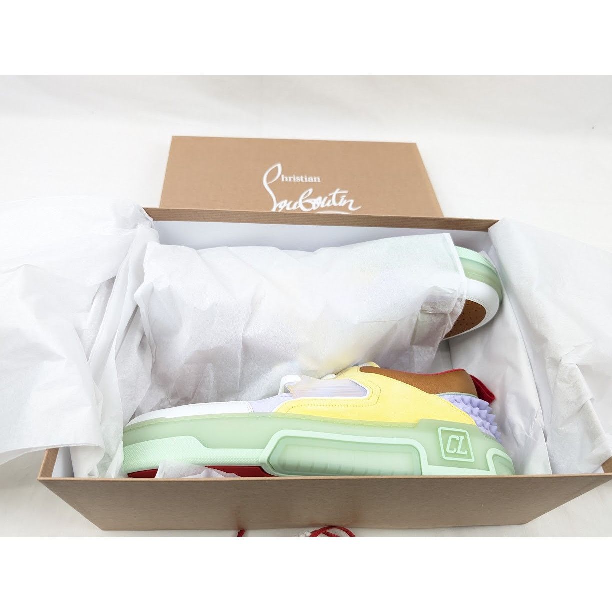 Christian Louboutin o1rshd1 Calf Astrol Loubi Flat Sneakers Studio Green/Lilac Size US 12 / EU 45 - 19 Thumbnail