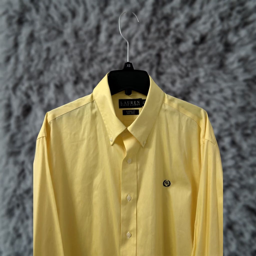 Ralph Lauren Lauren Ralph Lauren Shirt Mens 16.5 32/33 Yellow Button Down Non-Iron Classic Fit Dress Shirt Size US XL / EU 56 / 4 - 1 Thumbnail