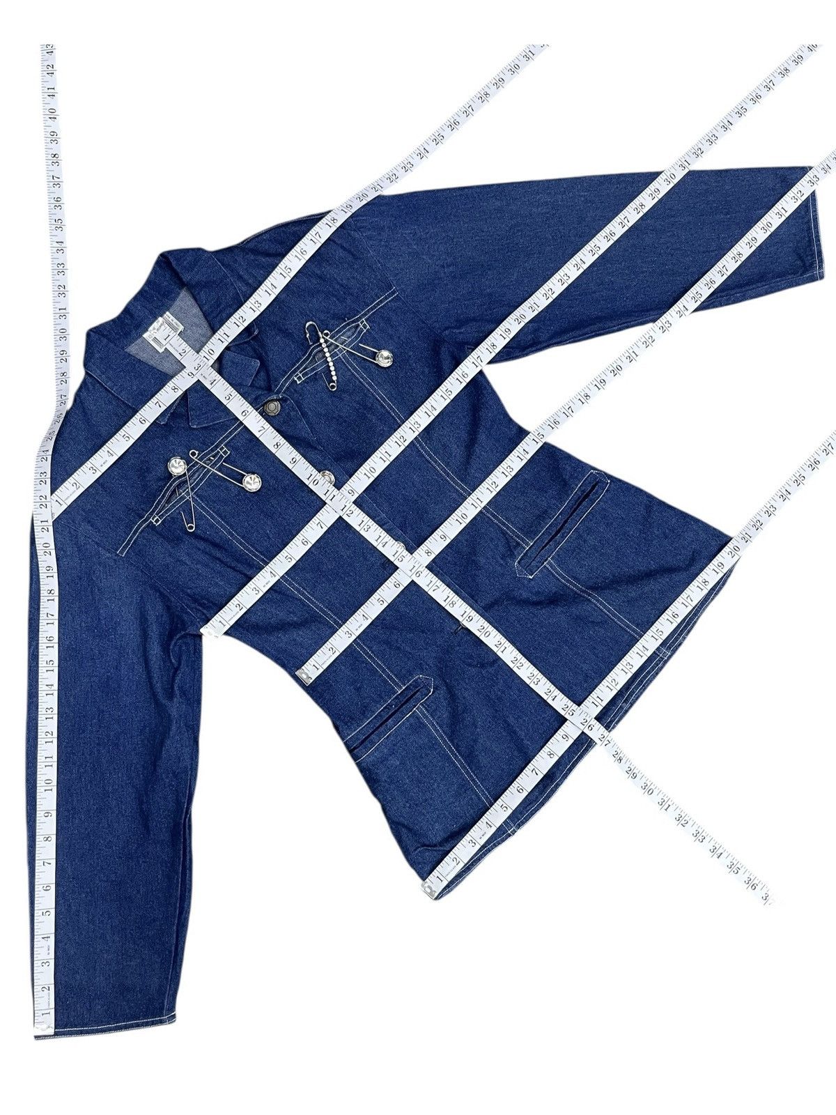 Italia Independent 🔥Ivano Boni Safety Pin Denim Jacket Avant Italy Size S / US 4 / IT 40 - 17 Thumbnail