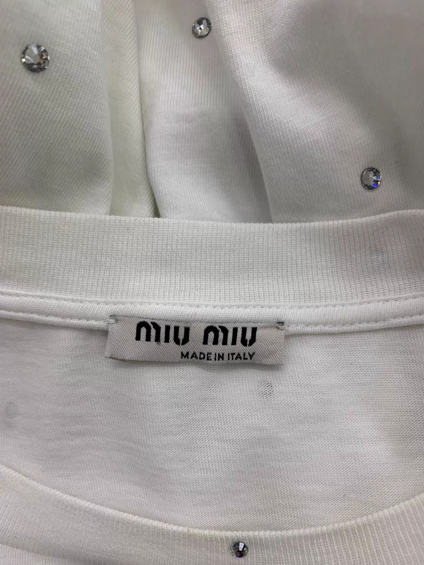 Miu Miu MIU MIU White Crystal Embellished Long Sleeve T XS New Size XS / US 0-2 / IT 36-38 - 4 Thumbnail