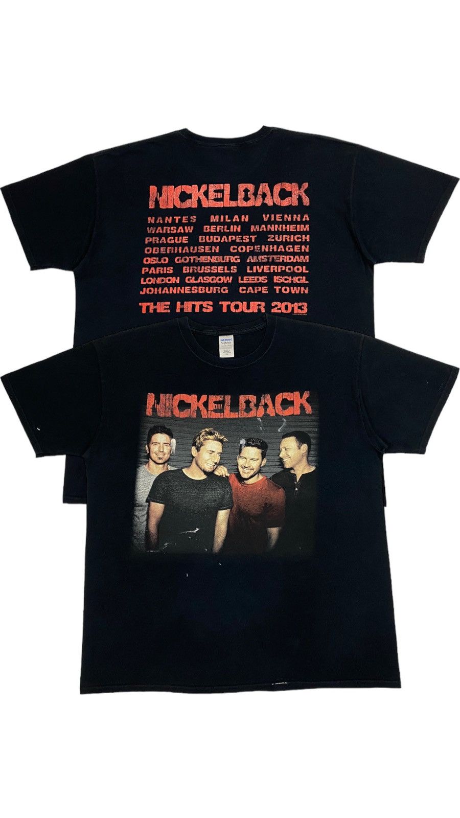 image of Band Tees x Rock T Shirt 2013 Nickelback The Hits Tour T-Shirt in Black, Men's (Size XL)