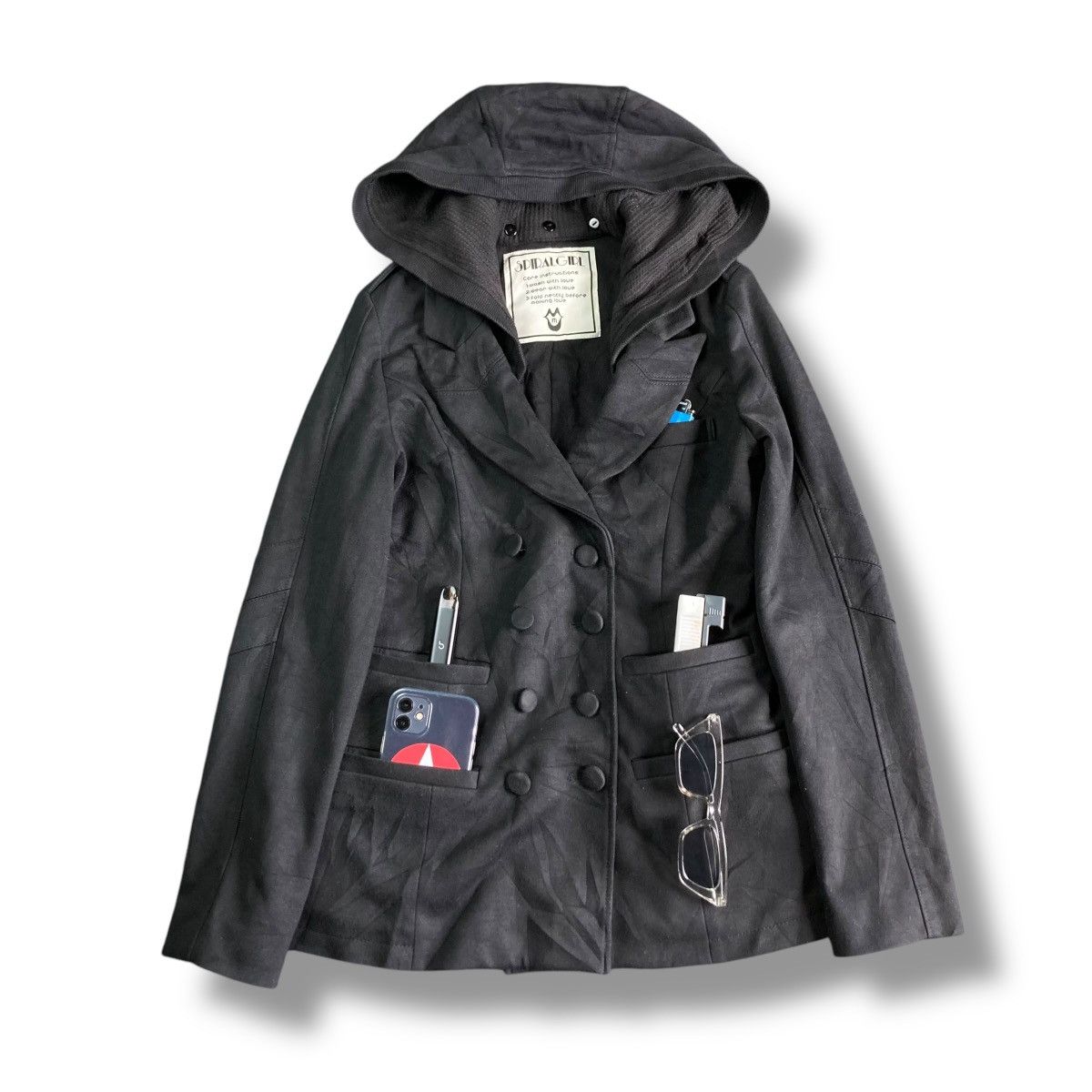 If Six Was Nine × Japanese Brand × Le Grande Bleu (L.G.B.) 🇯🇵 SPIRAL GIRL MULTIPOCKET PUNK GOTHIC HEAVY COAT JACKET Size M / US 6-8 / IT 42-44 - 5 Thumbnail