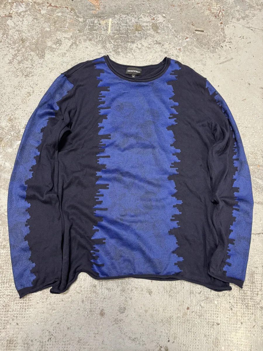Emporio Armani AW2021 Emporio Armani Blue Structured Sweater Size US L / EU 52-54 / 3 - 1 Thumbnail
