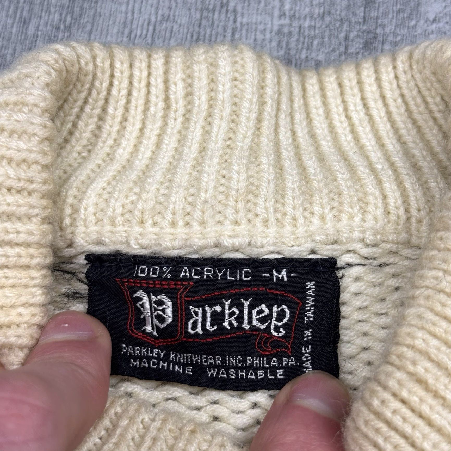 Vintage Vintage 60s Parkley Men’s Ivory Cable Knit Mock Neck Sweater Long Sleeve Pullover Classic Fit Fall Winter Men’s Fashion Size US M / EU 48-50 / 2 - 3 Thumbnail