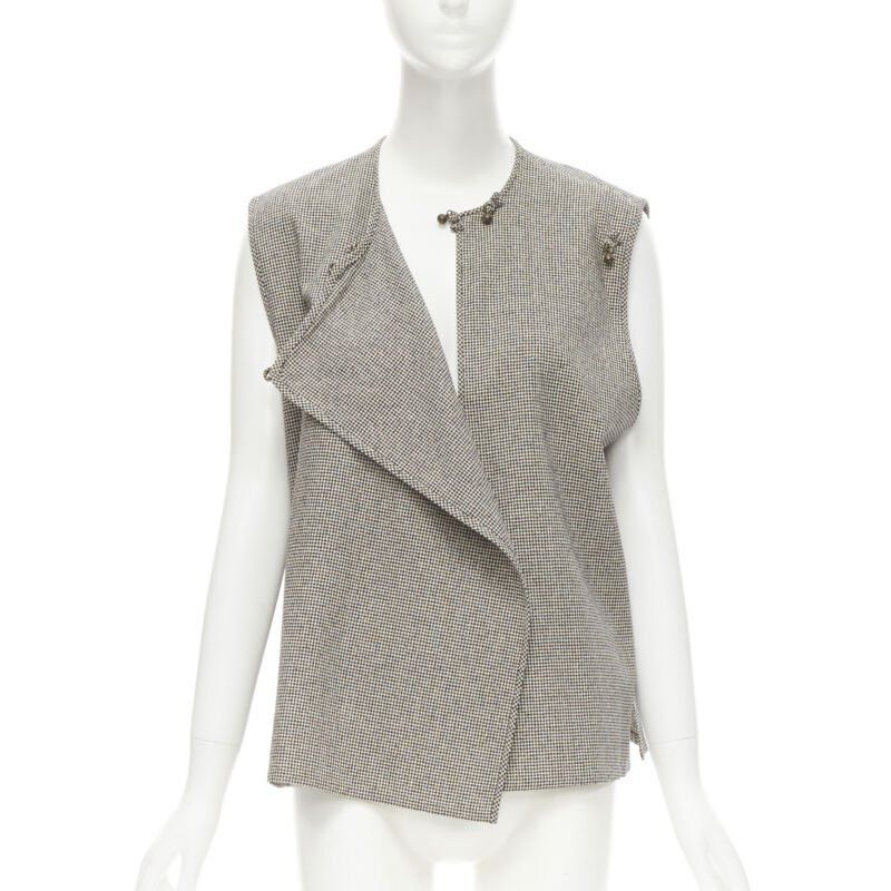 Comme des Garcons COMME DES GARCONS Vintage grey houndstooth bell button foldover boxy vest Size M / US 6-8 / IT 42-44 - 1 Thumbnail