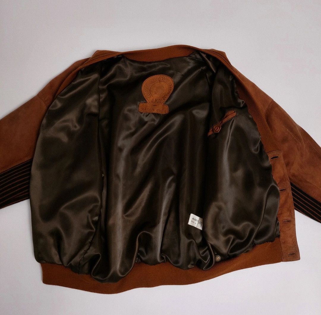 Vintage AMGE suede leather bomber jacket with wool blend panels Size US XL / EU 56 / 4 - 8 Thumbnail