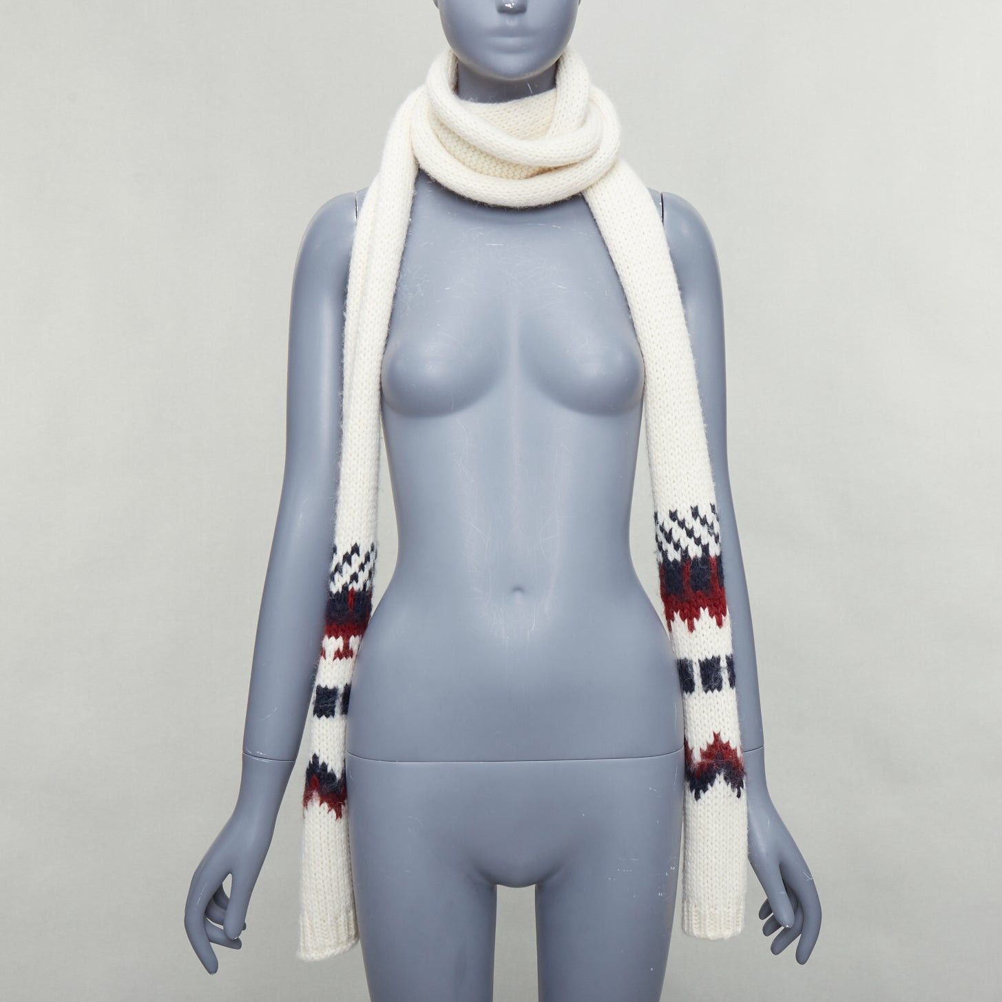Saint Laurent Paris SAINT LAURENT 2013 Hedi Slimane cream virgin wool aztec long wrap scarf Size ONE SIZE - 1 Thumbnail