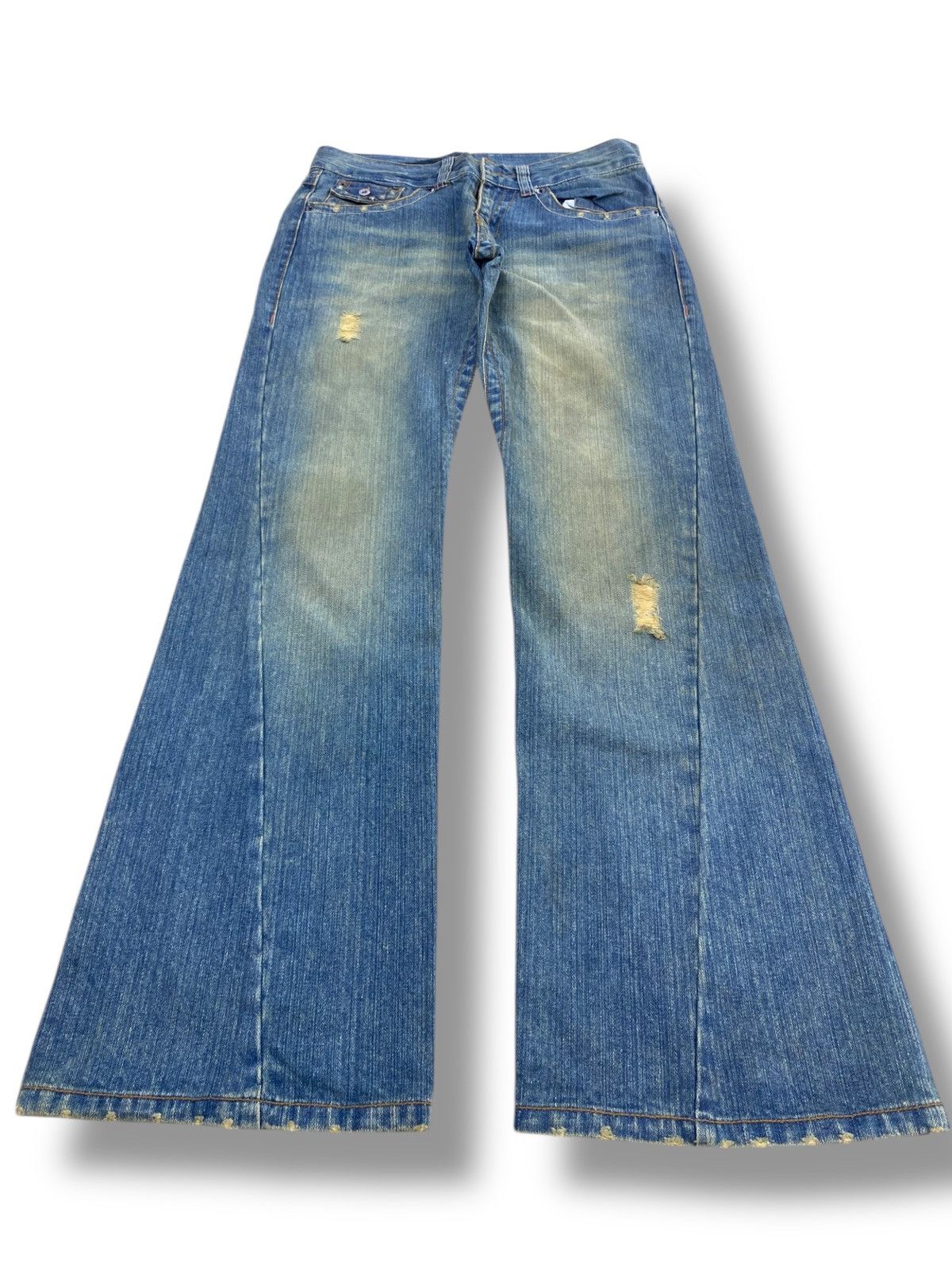 Japanese Brand Japanese Brand Mud Faded Wash Style Flare Jeans Size US 32 / EU 48 - 1 Thumbnail