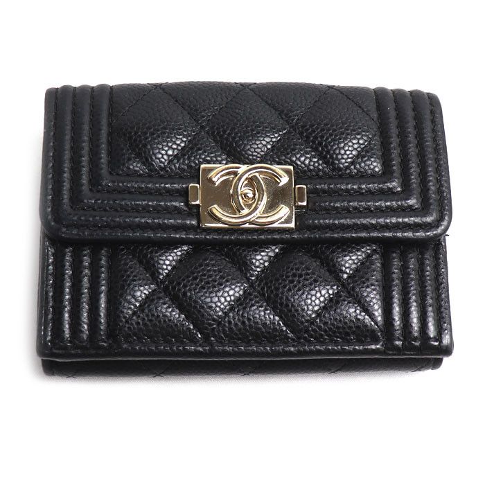 Chanel Chanel Chanel Boy Chanel Caviar Skin Trifold Wallet Leather Short Wallet A84432 DUTY FREE for USA Size ONE SIZE - 1 Thumbnail