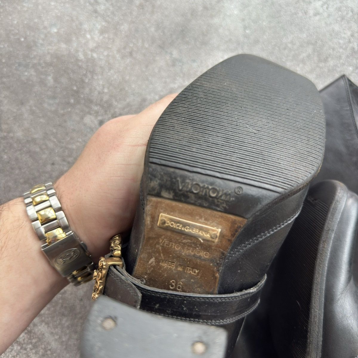 Dolce & Gabbana Dolce & Gabbana Black Leather Heels Boots Size US 6 / IT 36 - 17 Thumbnail