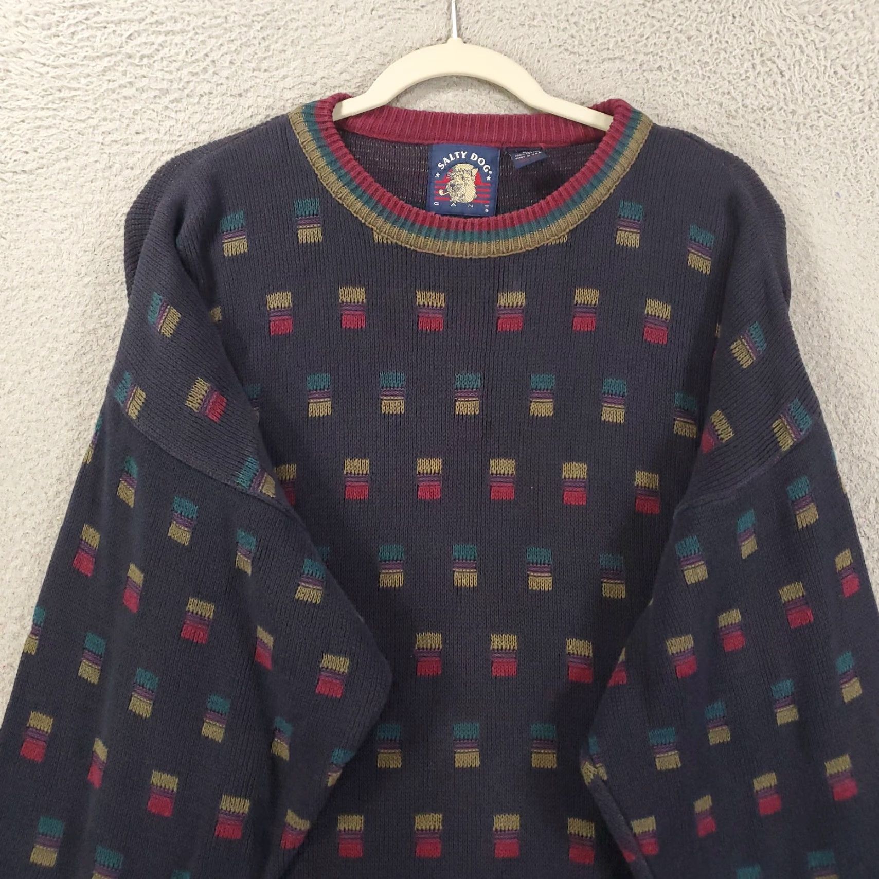 Gant VINTAGE GANT Sweatshirt Men XL Navy Knit Geometric 90s Pullover Size US XL / EU 56 / 4 - 2 Thumbnail