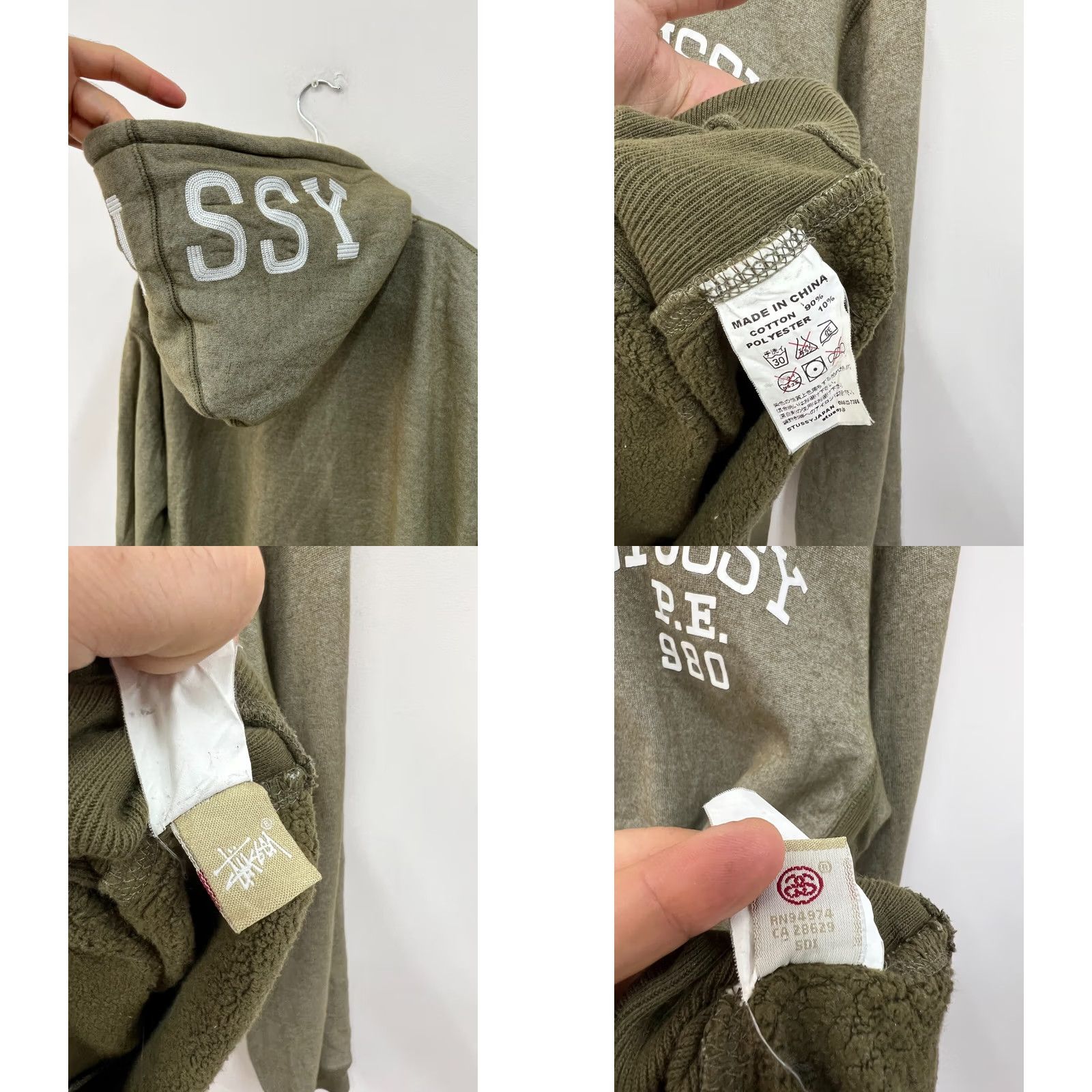 Logo 7 VINTAGE Stussy Hoodie Mens L Khaki Logo Zip Hooded Pullover Size US L / EU 52-54 / 3 - 8 Thumbnail