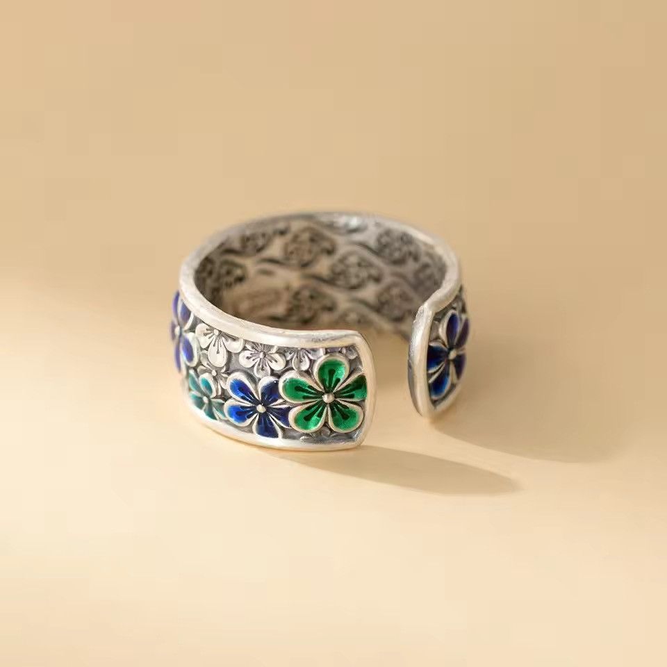 Japanese Brand Mizuhara x moto Multicolor Flower Open Ring Size ONE SIZE - 5 Thumbnail