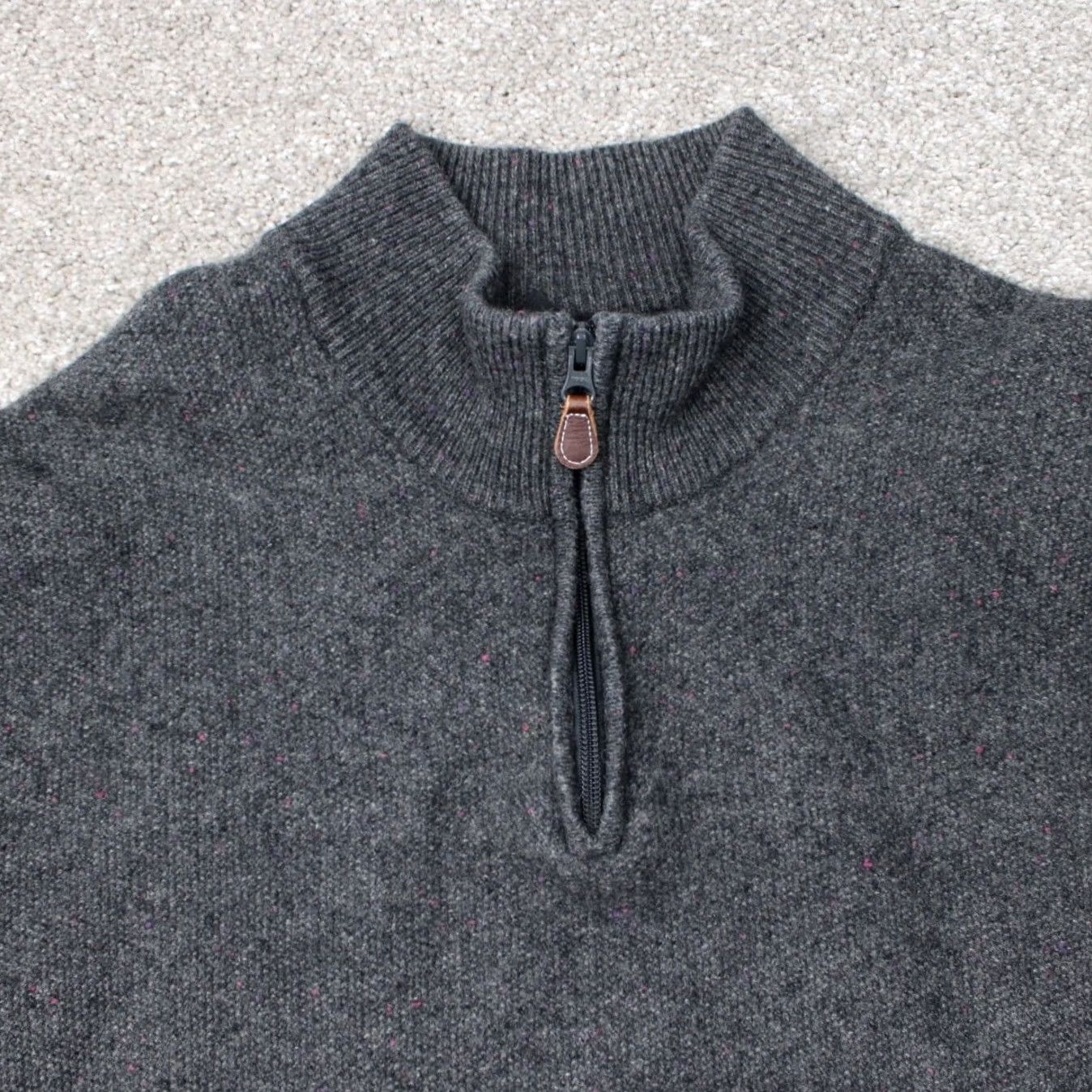 Jos. A. Bank Jos. A. Bank Sweater Mens 2XL Gray 1/4 Zip Mock Neck Lambswool/Nylon Blend Pullover Knit" Size US XXL / EU 58 / 5 - 6 Thumbnail