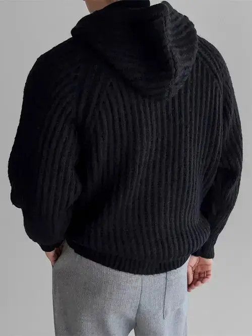 Other Knit Thick Sweater Vintage Hooded Jacket Coat Size US L / EU 52-54 / 3 - 2 Thumbnail