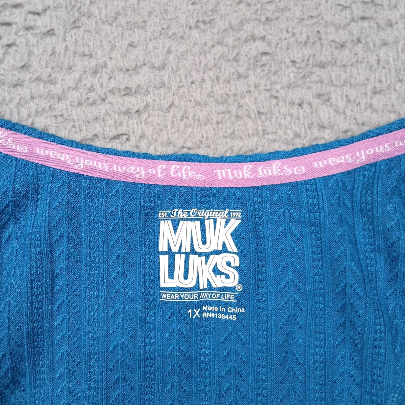 Vintage Muk Luks Cardigan Womens 1X Teal Blue Open Front Textured Knit Plus Soft NWT Size XL / US 12-14 / IT 48-50 - 3 Thumbnail