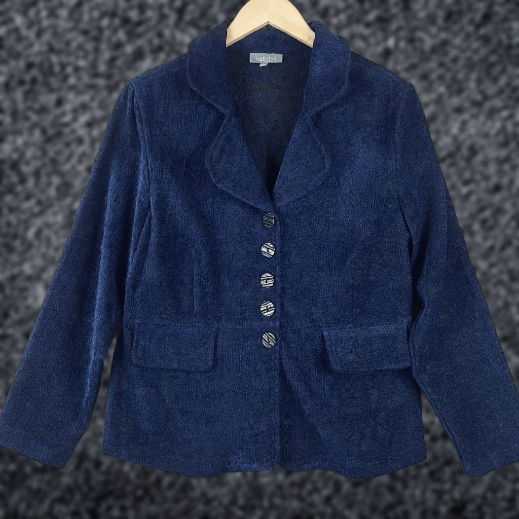 Habitat Habitat Jacket Women S Short Jacquard Textured Blue Size S / US 4 / IT 40 - 1 Thumbnail