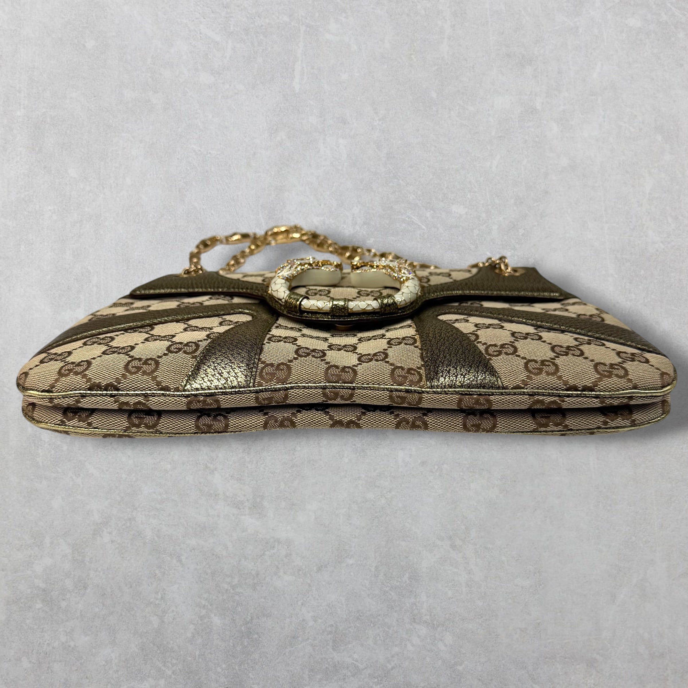 Gucci Gucci GG Canvas Jeweled Dragon Shoulder Bag Size ONE SIZE - 3 Thumbnail