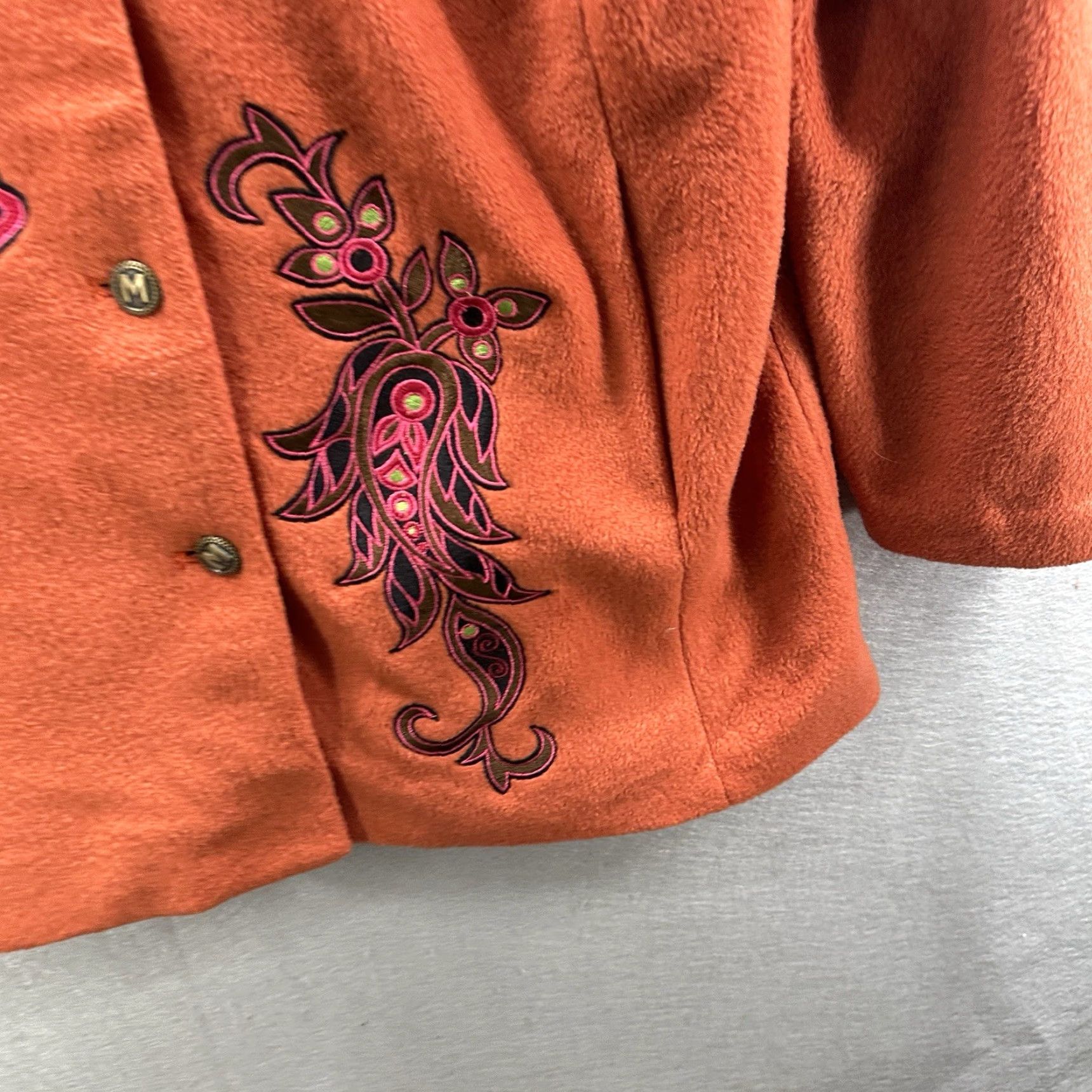 Bob Mackie VINTAGE Bob Mackie Coat Womens M Orange Wearable Art Floral Mid-Length Overcoat Autumn Winter Casual Mens Women’s Size M / US 6-8 / IT 42-44 - 6 Thumbnail