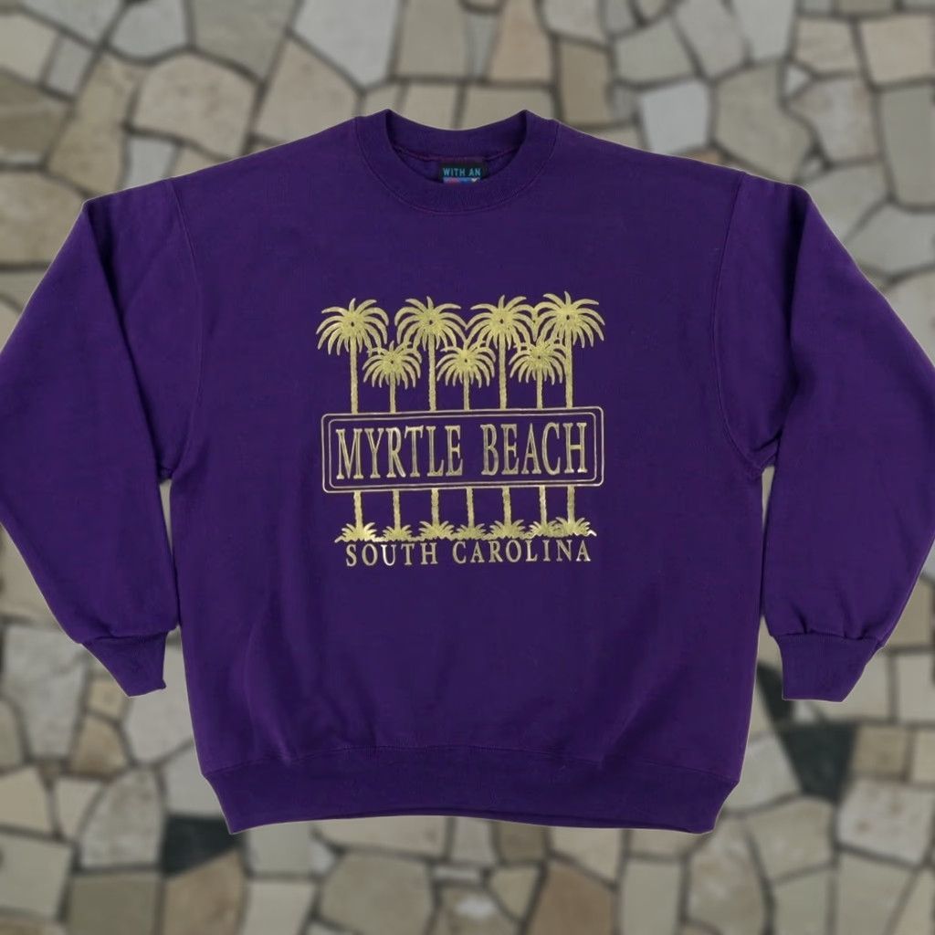 Vintage VTG With an Attitude Myrtle Beach Gold Palms Solid Sweatshirt Purple Men's L Size US L / EU 52-54 / 3 - 1 Thumbnail