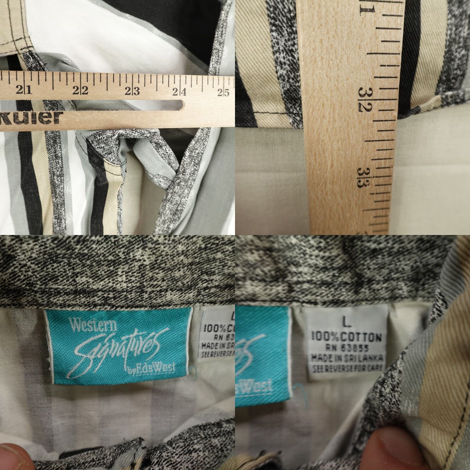 Vintage VINTAGE Western Signatures Button-Up Shirt Mens Large Gray Beige Stripes Long Sleeve Cowboy Outdoor Size US L / EU 52-54 / 3 - 8 Thumbnail
