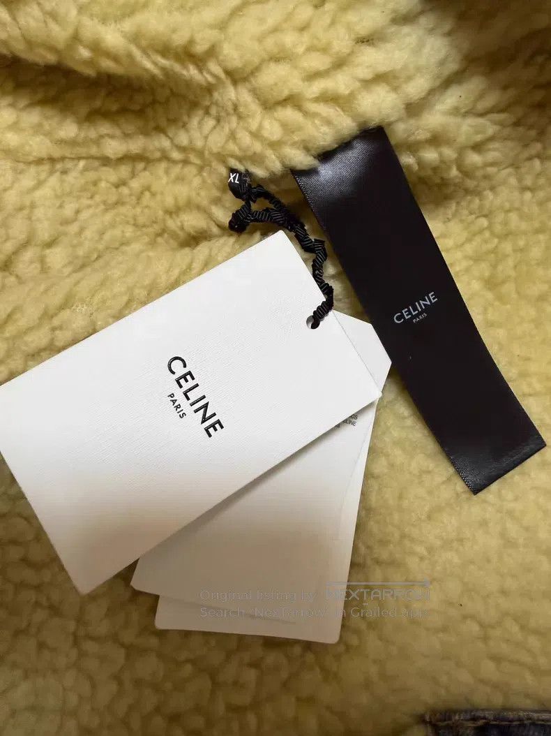 Celine Celine Sheepskin Back Diamond Studs Fringe Denim Jacket i Size US XL / EU 56 / 4 - 4 Thumbnail