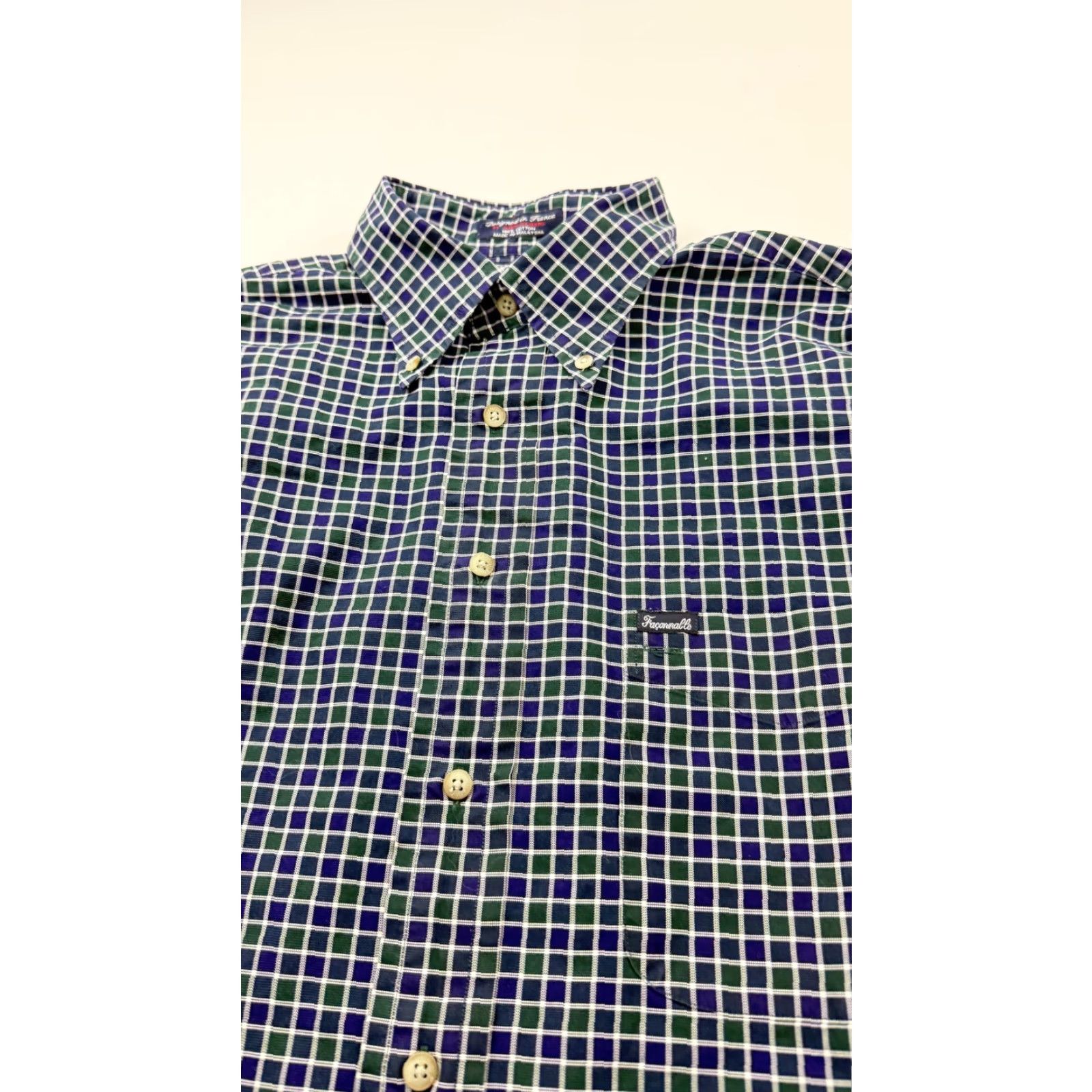 Faconnable VINTAGE Faconnable Shirt Mens Large Green Blue Check Button Down Long Sleeve Casual Size US L / EU 52-54 / 3 - 3 Thumbnail