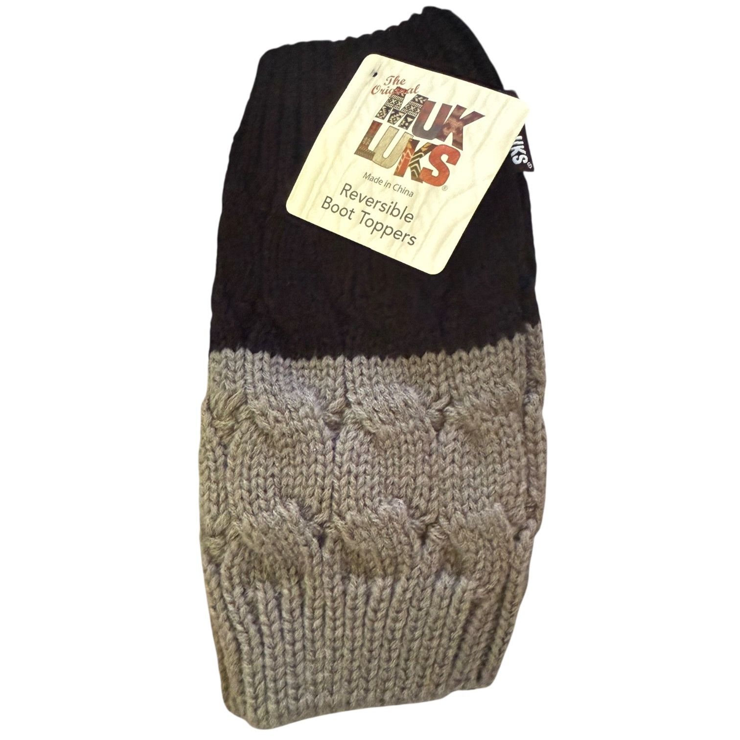 Other Muk Luks Knit Black & Gray Reversible Boot Topper Size ONE SIZE - 1 Thumbnail