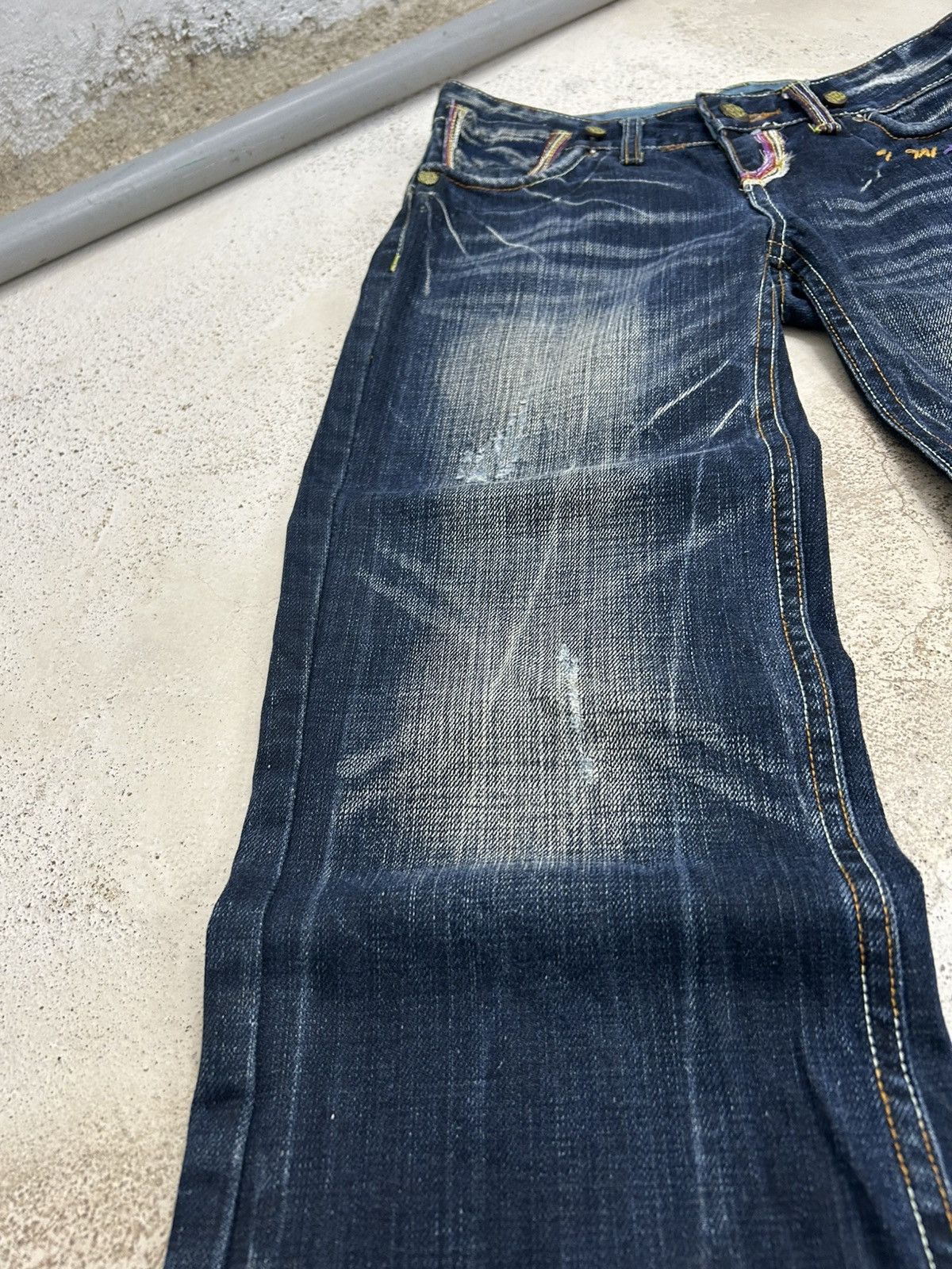 If Six Was Nine Super Flare Swell N Denim Japan Mud Washed Whisker Low Rise Size US 31 - 7 Thumbnail