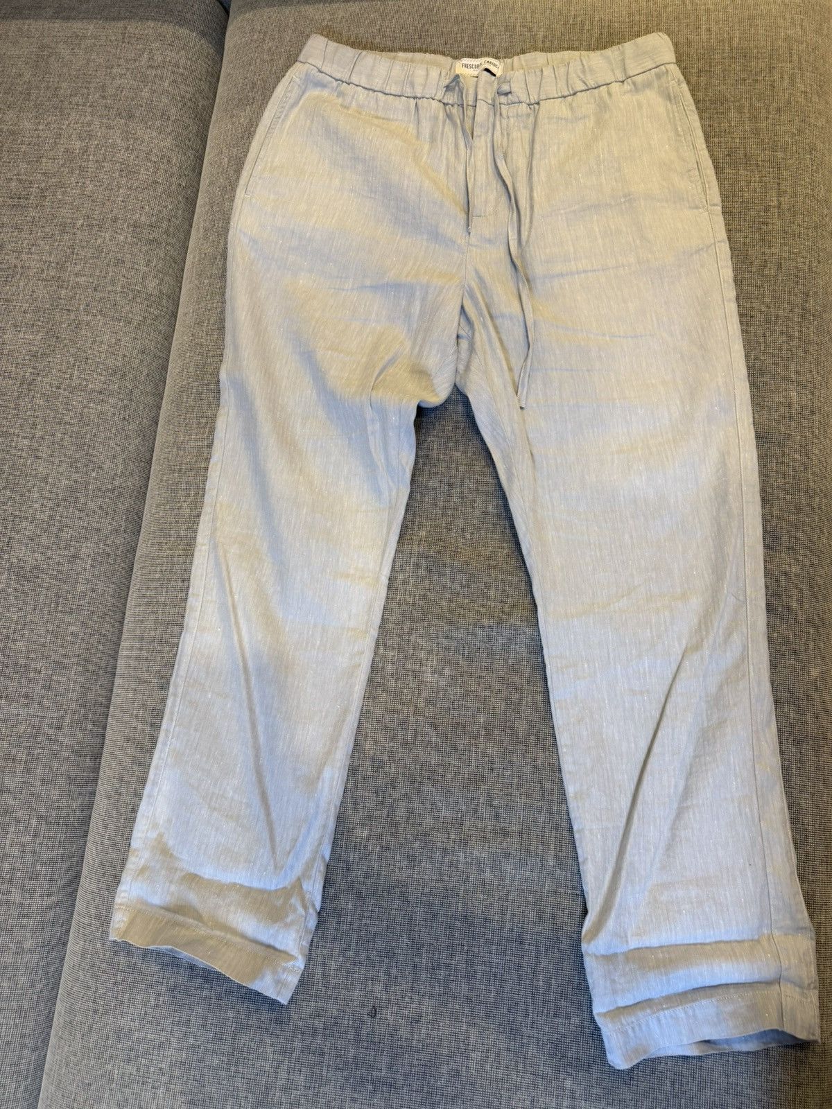 Frescobol Carioca Linen Drawstring Trousers Light Blue 34
