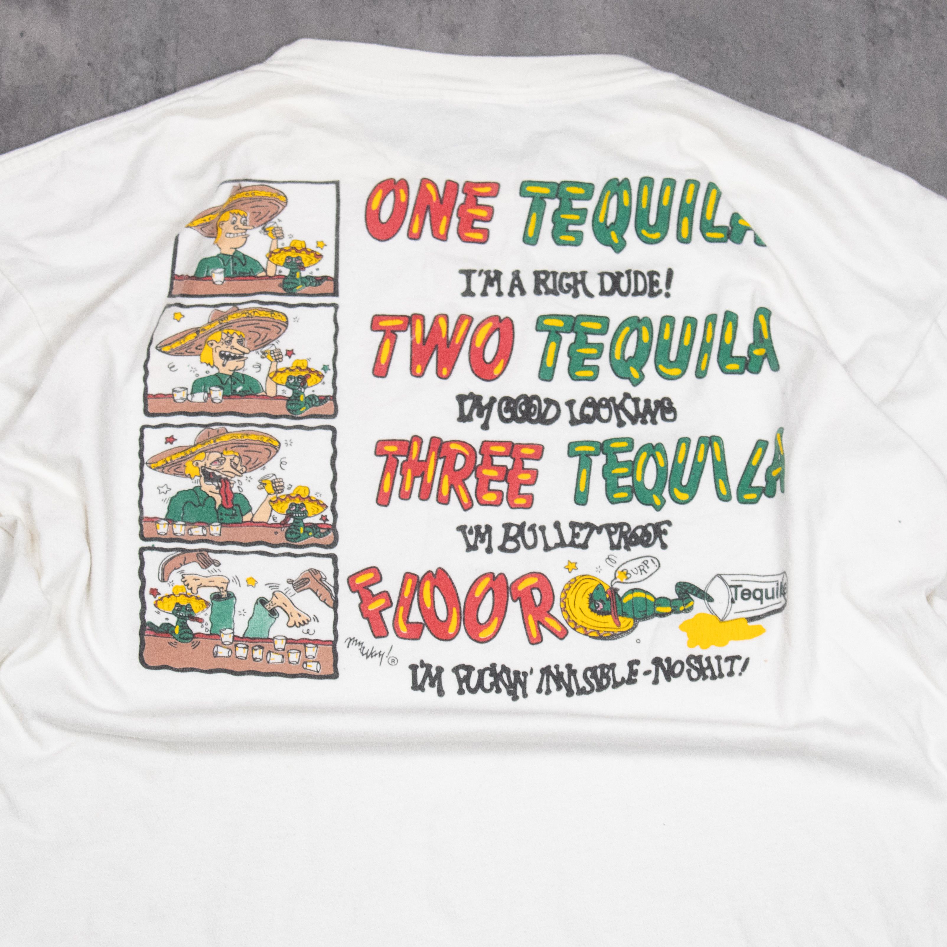 Japanese Brand Y2K 2000's 00's One Tequila Comedy Humor White T-Shirt Size US L / EU 52-54 / 3 - 6 Thumbnail