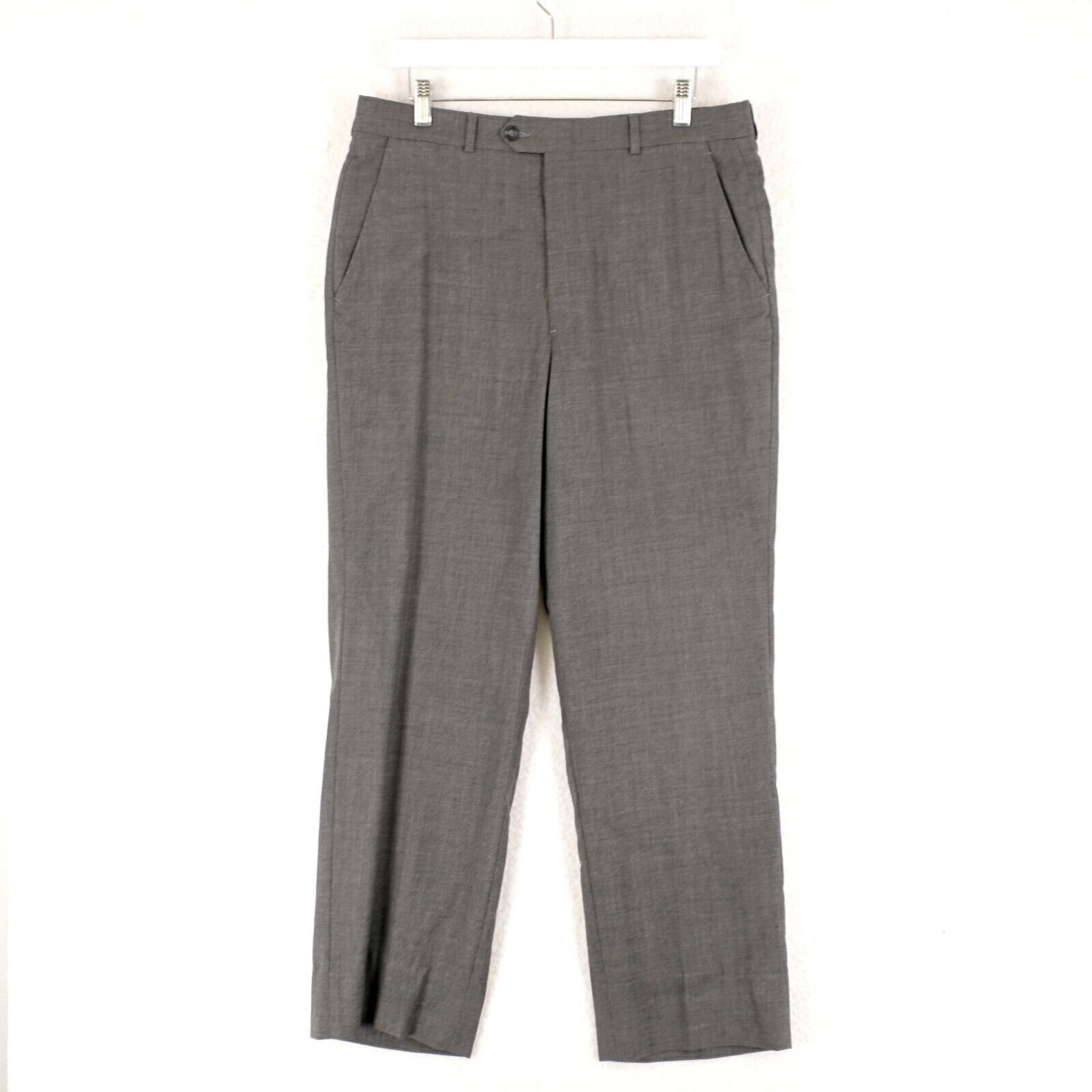 John Weitz John Weitz By Glen Oaks Wool Dress Pants 34/29 Gray High Ris Size 34R - 1 Thumbnail