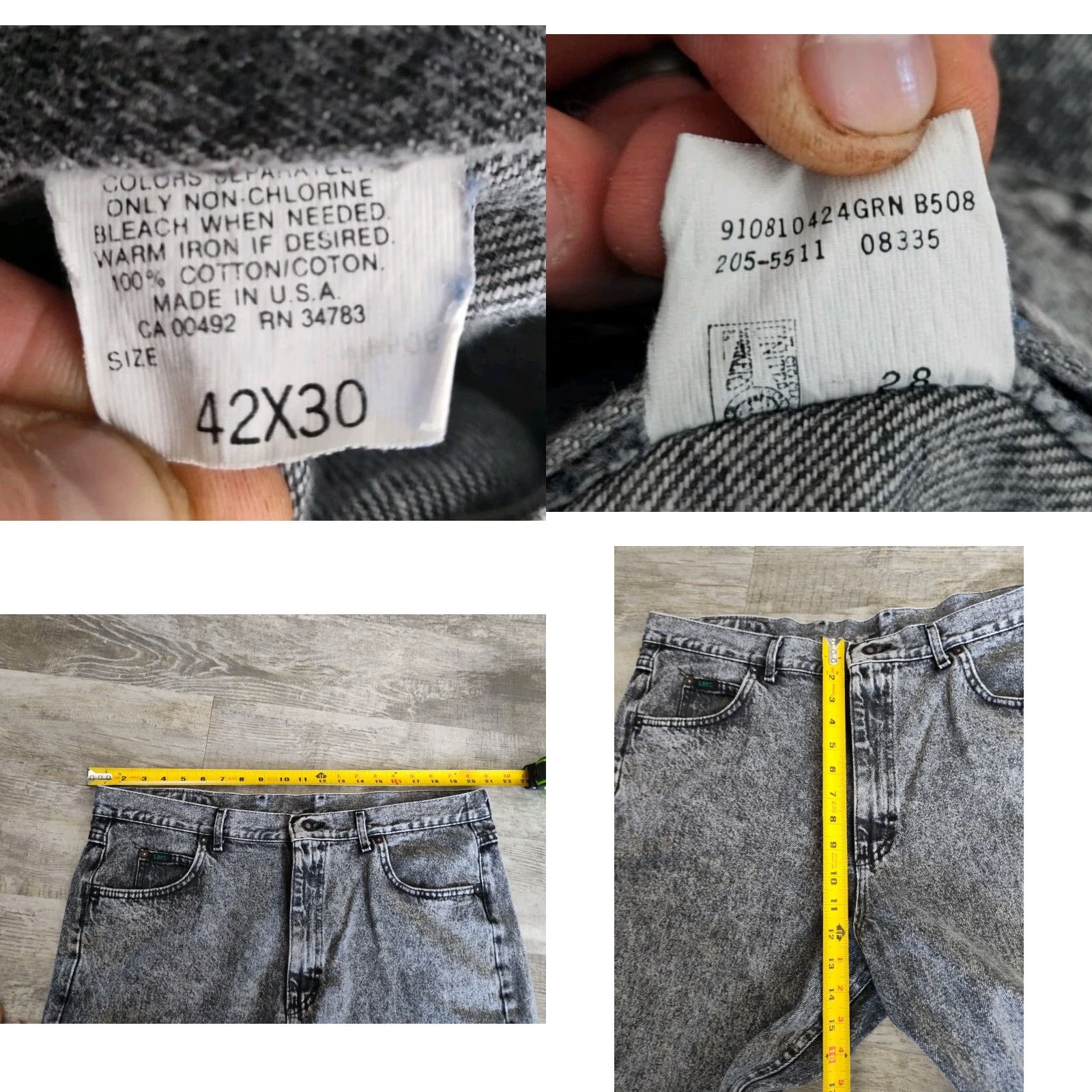 Wrangler VINTAGE Wrangler Jeans Men’s 42x30 Acid Wash Black Cotton Straight Fit Union Made USA Size US 42 / EU 58 - 8 Thumbnail