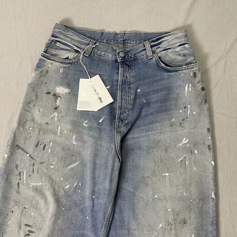 Acne Studios Acne Studios size:XS Washed blue splashed ink jeans Size 22" - 3 Thumbnail