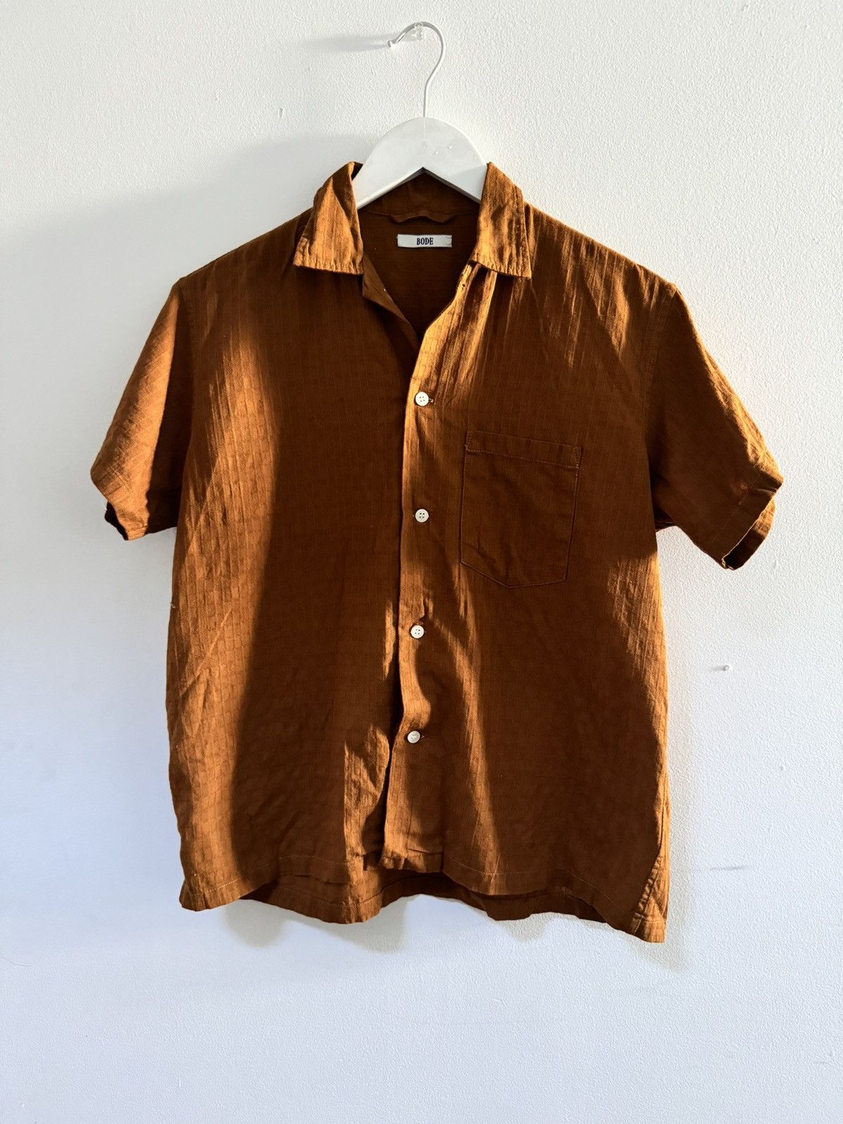 Image of Bode Short Sleeve Ooak Shirt in Brown, Women's (Size XS)