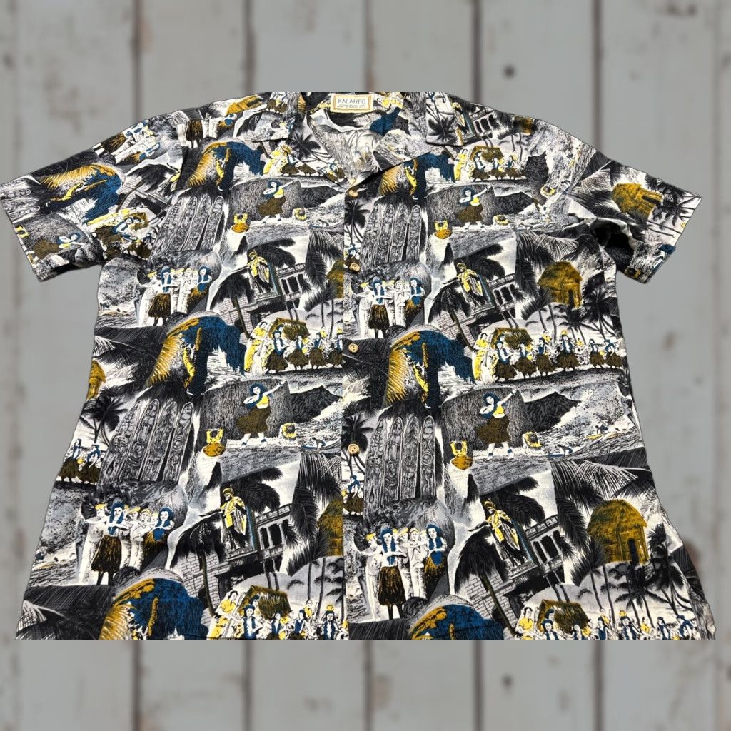 ALOHAS Kalaheo Hawaiian Shirt L Multicolor Short Sleeve Men Button-Up Beach Hula Girl Tropical Pattern Size US L / EU 52-54 / 3 - 1 Thumbnail